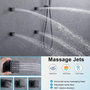 Ensemble de robinet de <span class=keywords><strong>douche</strong></span> de plafond noir mat multi-fonction salle de bain luminaires de <span class=keywords><strong>douche</strong></span> thermostatiques de luxe modernes - Product Image 5