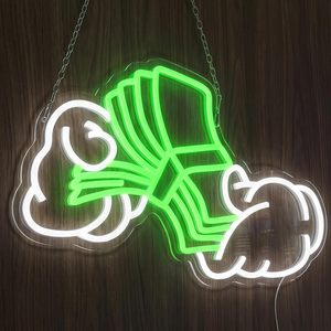 Cash Letreros Neon LED indoor hanging ambient light finance office wall decoration light entrance indicator light luminous <b>sign</b> - Product Image 1