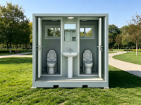 Toilettes mobiles préfabriquées modernes en conteneur, étanches, portables, à panneaux sandwich, installation facile, pour espaces publics extérieurs