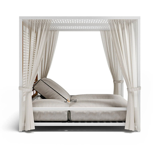 <span class=keywords><strong>Lit</strong></span> de repos extérieur de luxe <span class=keywords><strong>en</strong></span> <span class=keywords><strong>bois</strong></span> de teck avec auvent Lits cabanes de piscine <span class=keywords><strong>en</strong></span> métal durable pour hôtels - Product Image 2