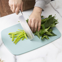 Juego de 3 Tablas de Cortar de Plástico con Código de Color, Tablas de Cortar Nórdicas Macaron con Orificio Triangular para Colgar, Superficie Antideslizante