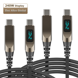 Câble de té<span class=keywords><strong>l</strong></span>éphone portable USB-C <span class=keywords><strong>à</strong></span> affichage LED en zinc, charge rapide PD3.1 240W, 2M 1.2M, accessoires électroniques en gros, PD Type C vers C - Product Image 1