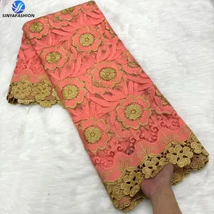 Wholesale Hot Sale African French Mesh Lace Embroidery High Quality Sequins Lace Fabrics For Women Lace