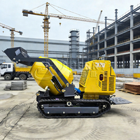 Mini-dumper sur chenilles avec bétonnière auto-chargeante, machine à mélanger le ciment portable pour la construction