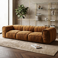 Canapé modulaire capitonné contemporain, confort nuageux, tissu velours vert, meubles de salon