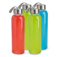 Bouteille d'eau en verre lavable au lave-vaisselle avec couvercle à vis, bouteille à boire réutilisable en borosilicate pour la maison, bouteille en verre créative de 500 ml