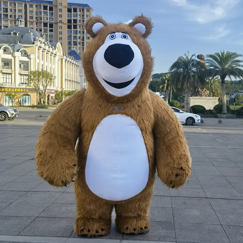 No Battery Inflatable Brown Bear Costume Bear Walking Cartoon Mascot Dress for Event Advertising or Decoration