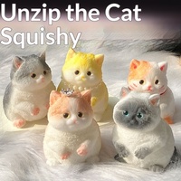 Boneka Kucing Gemuk Realistis Custom Squishy Plushie TPR Unisex Slow Rising Pereda Stres Fidget Sensorik Squeeze Crunchy Novelty