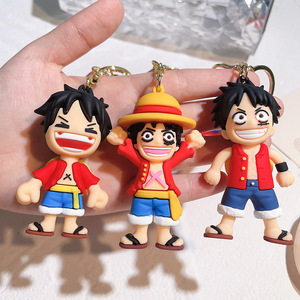 Porte-clés en silicone mignon de dessin animé One Piece <span class=keywords><strong>Luffy</strong></span>, pendentif de sac, pendentif de clé de voiture - Product Image 2