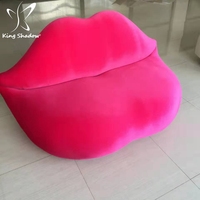 Sofá de Espera para Salón de Belleza en Color Rosa Intenso, Sofá Moderno en Forma de Labios, Sofá para Dormitorio