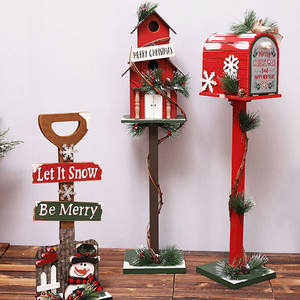 <strong>Christmas</strong> Decor Floor Letterbox Outdoor <strong>Postbox</strong> Handmade Wooden Craft Mailbox <strong>Christmas</strong> Mailbox Gift - Product Image 2