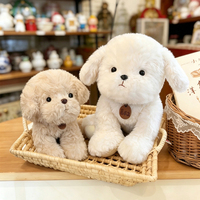 Fabrik-Großhandel: Flauschiges, lockiges Plüsch-Welpenspielzeug mit schlappigen Ohren, Beige/Creme, kundenspezifisches OEM für Kindergeschenke