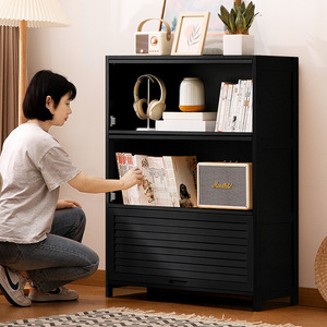 Estantería de pie, estante de almacenamiento de varias capas, a prueba de polvo, con puertas de armario, mueble de almacenamiento integrado para sala de estar. - Product Image 2