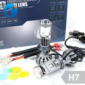 JG H7 H4 LED moto phare de voiture mini lentille projecteur 3000k 4300k 6000k 8000k super turbo led avec lentille h7 ampoule phare