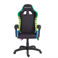 Chaise de bureau LED RGB au design moderne et de style chinois, en cuir synthétique noir, chaise gamer