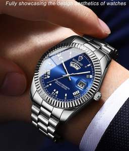 นาฬิกาควอตซ์ BINBOND หรูหรา สไตล์โรมัน สีทอง สำหรับผู้ชาย สายสแตนเลส กันน้ำ นาฬิกาข้อมือผู้หญิง ดีไซน์คลาสสิก พร้อมฟังก์ชั่นบอกวันที่ นาฬิกาผู้ชาย - Product Image 5