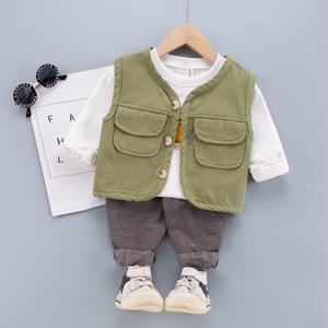Ropa al por Mayor de China, Conjunto de Tres Piezas, Otoño-Primavera, Chaleco Informal para Bebés, Body - Product Image 2