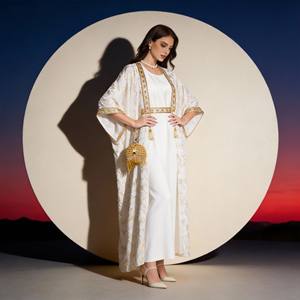 Nouvelle robe de soirée élégante en polyester à imprimé feuille d'or de luxe en gros pour femmes musulmanes - Product Image 3