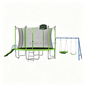 <span class=keywords><strong>Trampoline</strong></span> Zoshine pour usage extérieur à long terme avec <span class=keywords><strong>panier</strong></span> de <span class=keywords><strong>basket</strong></span> et balançoire métallique résistante, toboggan pour enfants, parc d'attractions familial amusant - Product Image 2
