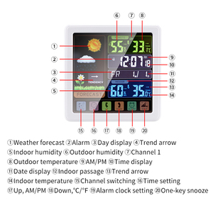 Hiện đại kỹ thuật số trang trí nội thất <span class=keywords><strong>LCD</strong></span> Màu màn hình Trạm thời tiết đồng hồ với Dự báo thời tiết và chức năng không dây - Product Image 3