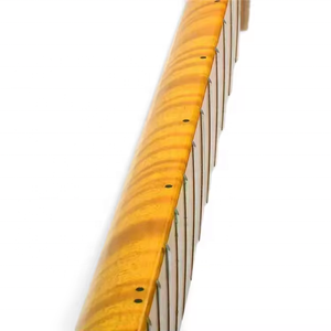 Mástil de guitarra ST de 21 trastes y 9.5 pulgadas de radio, de arce flameado con diapasón de arce, acabado brillante, para reemplazo de guitarra - Product Image 3