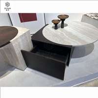 Meubles personnalisés hôtel villa moderne ensemble table basse ronde en acier inoxydable avec tiroir