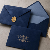 Enveloppes d'invitation de mariage de luxe en velours, imprimées en typographie, avec monogramme personnalisé en feuille d'or, sceau de cire, style européen