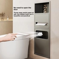 Boîte à mouchoirs murale encastrée en acier inoxydable pour salle de bain, poubelle intégrée, niche de rangement pour toilettes