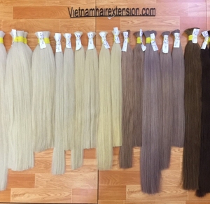 Extensions de cheveux humains vietnamiens en vrac, cuticules alignées, mèches de cheveux vierges Remy bruts, doux, soyeux et lisses, pour salon, vente en gros, OEM - Product Image 4