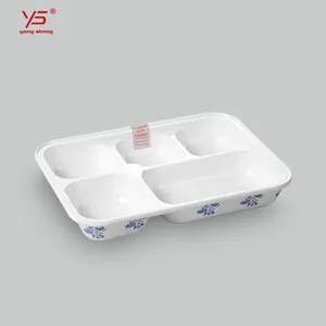 Piring plastik melamin <span class=keywords><strong>5</strong></span> kompartemen warna-warni - Product Image 1