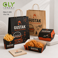 Ensemble d'emballages personnalisés pour la restauration rapide à emporter, boîtes pour poulet frit, hamburgers, frites, sacs en papier, emballage de qualité alimentaire OEM