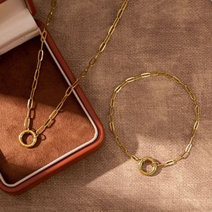 Minimalistische 18k Vergoldete Halskette Edelstahl O-Verschluss Federringverschluss Büroklammer-Kette DIY Kettenhalskette - Product Image 3