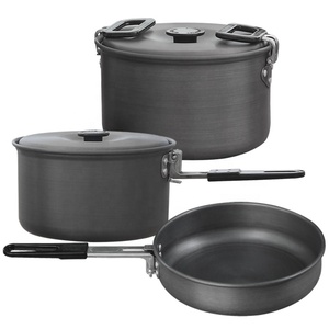 In magazzino Set da cucina all'aperto pentola salvaspazio Set di pentole da campeggio In alluminio attrezzatura da esterno Set da cucina da campeggio - Product Image 1