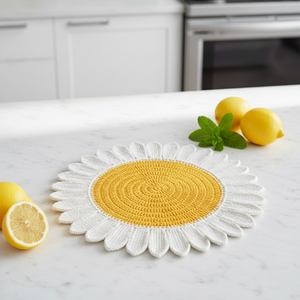 Posavasos Redondos de Encaje Bordado con Diseño de Girasol, 100% Poliéster, Decoración para el Hogar - Product Image 1