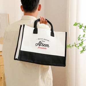 Bolso Tote Petit <span class=keywords><strong>Bazar</strong></span> d'une Atsem, Bolso de Hombro de Lona Merci Maitresse, Regalo de Agradecimiento para Preescolar Atsem - Product Image 5