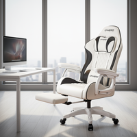 Chaise de jeu ergonomique de luxe, dossier haut, en cuir PU, pivotante, avec repose-pieds