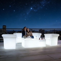 Ensemble de canapé de jardin luxueux avec table et chaises lumineuses, étanche IP65, couleur de lumière réglable