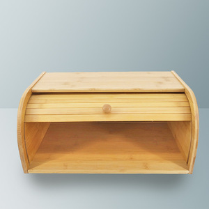 Boîte à pain en bambou à 1 étage, conteneur de rangement enroulable pour cuisine, aliments, gâteaux, pain - Product Image 1