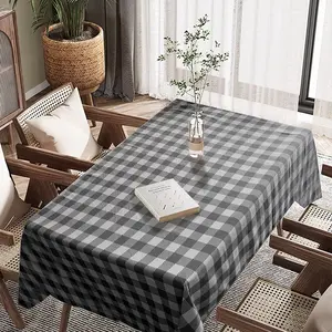 Amity Custom New Simple Modern Plaid Printed Table Cloth Waterproof Home Decor Polyester Tablecloth