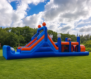 Parcours d'obstacles gonflable sur le thème du sport commercial avec toboggan, <span class=keywords><strong>jeux</strong></span> de basket-ball, de football et de baseball pour événements en plein air - Product Image 3