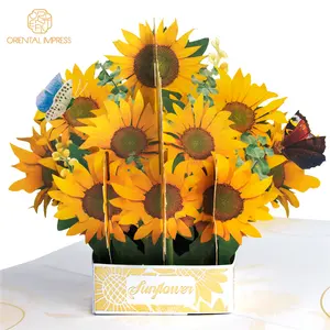 3D Sonnenblumen Korb Pop Up Bouquet Gruß karte mit Umschlag