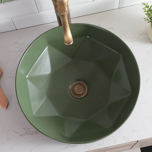 Yeson hiện đại kim cương thiết kế handmade rửa gốm lưu vực Matte màu xanh lá cây Round Shape sứ nghệ thuật Bồn Rửa cho nhà hoặc khách sạn - Product Image 2