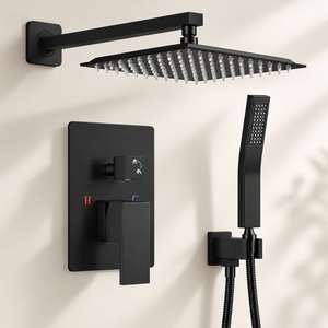 Système de douche de plafond moderne à effet pluie, 3 fonctions, encastré mural, commande thermostatique douce à poignée unique, pour appartement - Product Image 1