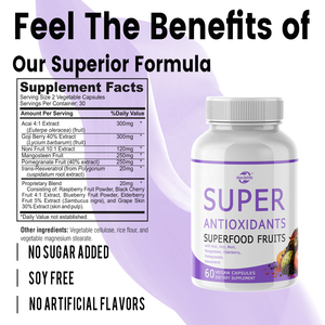 Complément alimentaire super antioxydant Haccp OEM ODM - Super aliment antioxydant - Baies d'açaï, Goji, Grenade pour femmes et hommes - Product Image 3