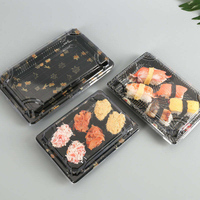 Barquette à sushi rectangulaire jetable en plastique avec couvercle, boîte d'emballage alimentaire personnalisée à emporter, conteneur alimentaire en gros