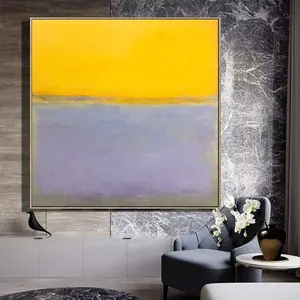 Mark Rothko estilo abstracto Bellas Artes pinturas al óleo amarillas arte púrpura moderno acrílico Rothko pintura arte de la pared decoración amarillo horizonte