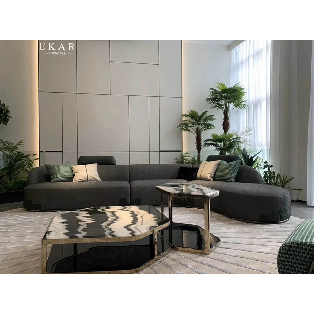 2022 neue Luxus Villa Möbel Moderne Italienische Komfortable Stoff Freizeit <span class=keywords><strong>Couch</strong></span> L Form Schnitts Sofa Wohnzimmer Sofa Set