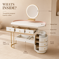 Table de maquillage moderne avec miroir LED, 6 tiroirs, meuble de rangement pour chambre à coucher, mobilier pour la maison et l'hôtel