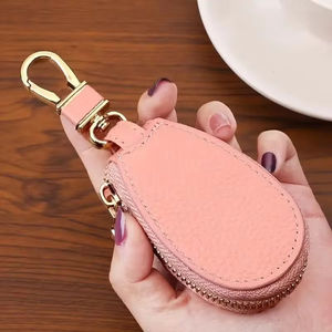 Porte-clés de voiture en gros pour femmes et couples, mini pochette zippée multifonctionnelle, simple, solide et classique pour clés de porte - Product Image 3