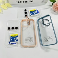 Fundas de teléfono con lente de revestimiento de lujo para iPhone 15 14 13 12 Pro 11, funda con soporte con cámara de vidrio templado
